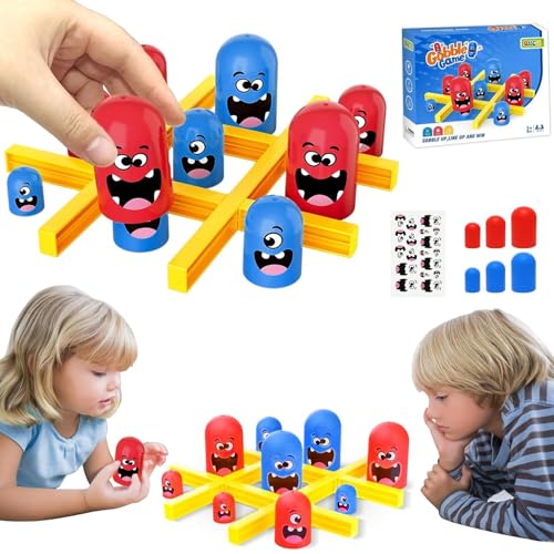 CHANCCI Tic Tac Toe Game Set, 2 Spieler Schachbrett Spiel, Big Eat Small Game Blue Red Gobblet Gobblers Brettspiel Tic Tac Toe Family Spiele, um klassisches Spiel zu Spielen von CHANCCI