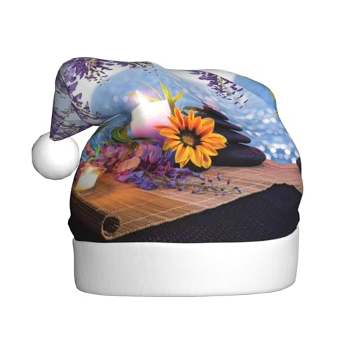 CHANGLEI Weihnachtsmütze mit Massagesteinen und Blumen-Motiv, bedruckt, bequem, klassisch, Plüsch, Weihnachtsmannmütze für Weihnachten, festliche Party von CHANGLEI