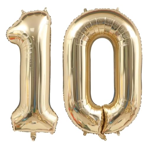 40 Zoll Gold Luftballon Zahlen 10 Champagner Gold Ballon 10. Geburtstag Deko Hell Gold Folienballon Zahl 10 Riesenzahl Ballon 10 Party Hochzeit Kindergeburtstag Geburtstag Nummer 10 von CHANGZHONG