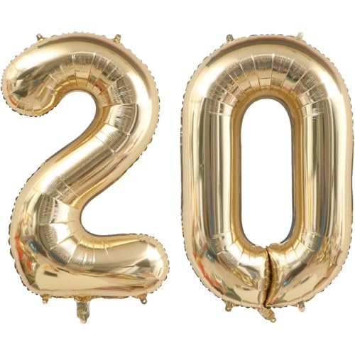 40 Zoll Gold Luftballon Zahlen 20 Champagner Gold Ballon 20. Geburtstag Deko Hell Gold Folienballon Zahl 20 Riesenzahl Ballon 20 Party Hochzeit Kindergeburtstag Geburtstag Nummer 20 von CHANGZHONG