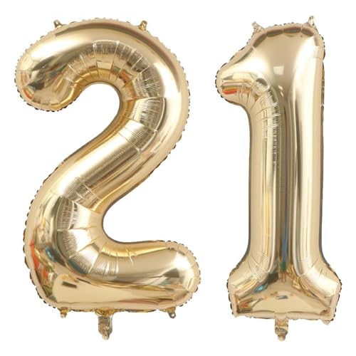 40 Zoll Gold Luftballon Zahlen 21 Champagner Gold Ballon 21. Geburtstag Deko Hell Gold Folienballon Zahl 21 Riesenzahl Ballon 21 Party Hochzeit Kindergeburtstag Geburtstag Nummer 21 von CHANGZHONG