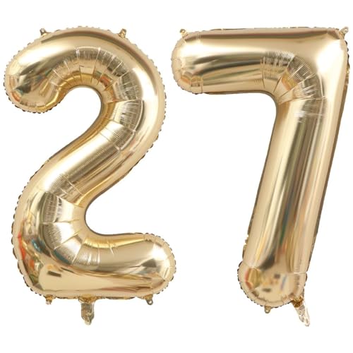 40 Zoll Gold Luftballon Zahlen 27 Champagner Gold Ballon 27. Geburtstag Deko Hell Gold Folienballon Zahl 27 Riesenzahl Ballon 27 Party Hochzeit Kindergeburtstag Geburtstag Nummer 27 von CHANGZHONG