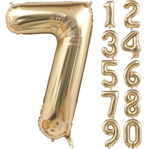 40 Zoll Gold Luftballon Zahlen 7 Hellgold Ballons 7 Champagner Gold Ballon 7. Geburtstag Deko Hell Gold Folienballon Zahl 7 Riesenzahl Ballon 7 Party Hochzeit Kindergeburtstag Geburtstag (Nummer 7) von CHANGZHONG