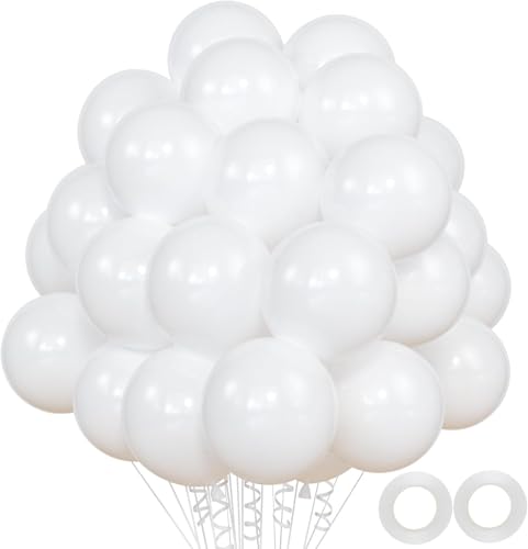 50 Stück Luftballons Weiß Ballons 12 Zoll Latexballon Weiß Partyballon Geburtstag Dekoration Supplies Neujahrsdekoration von CHANGZHONG