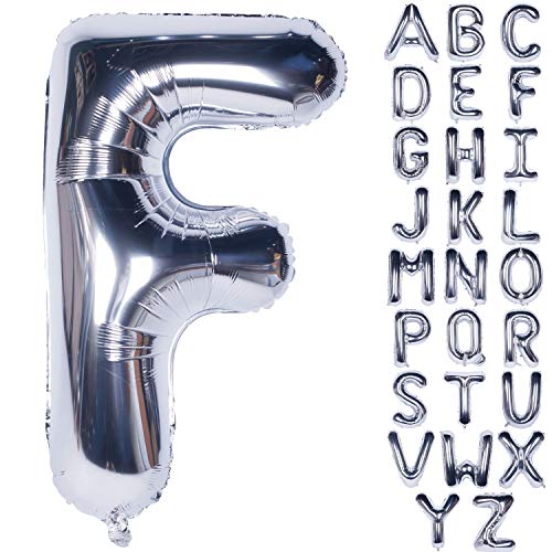 Große Mylar Folie Helium Brief Luftballons 40 Zoll Silber Luftballons Alphabet Buchstaben für Geburtstag Brautdusche Jubiläumsdekorationen(Letter F) von CHANGZHONG