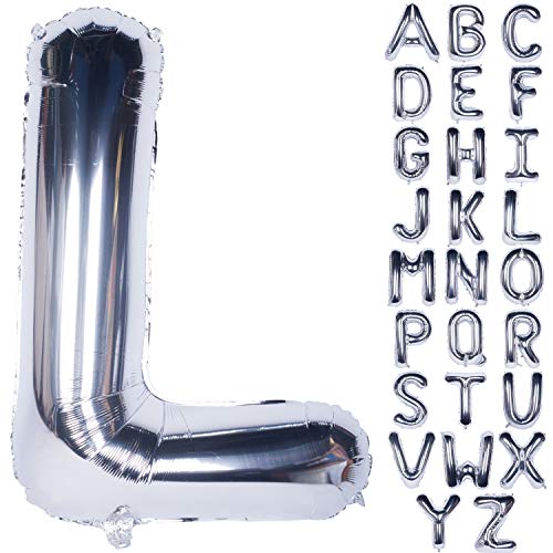 Große Mylar Folie Helium Brief Luftballons 40 Zoll Silber Luftballons Alphabet Buchstaben für Geburtstag Brautdusche Jubiläumsdekorationen(Letter L) von CHANGZHONG