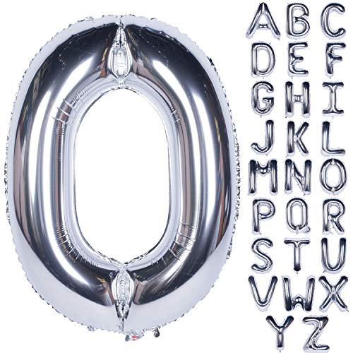 Große Mylar Folie Helium Brief Luftballons 40 Zoll Silber Luftballons Alphabet Buchstaben für Geburtstag Brautdusche Jubiläumsdekorationen(Letter O) von CHANGZHONG