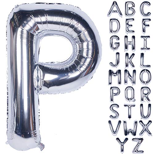 Große Mylar Folie Helium Brief Luftballons 40 Zoll Silber Luftballons Alphabet Buchstaben für Geburtstag Brautdusche Jubiläumsdekorationen(Letter P) von CHANGZHONG