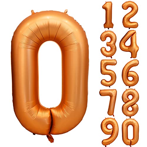 Orange Geburtstag Ballon Zahl 0 in Farbe Riesen Folienballon Mylar Helium luftballon für Hochzeit Babyparty Jubiläum Geburtstagsdeko Mädchen Jungen Happy Birthday Party Deko von CHANGZHONG