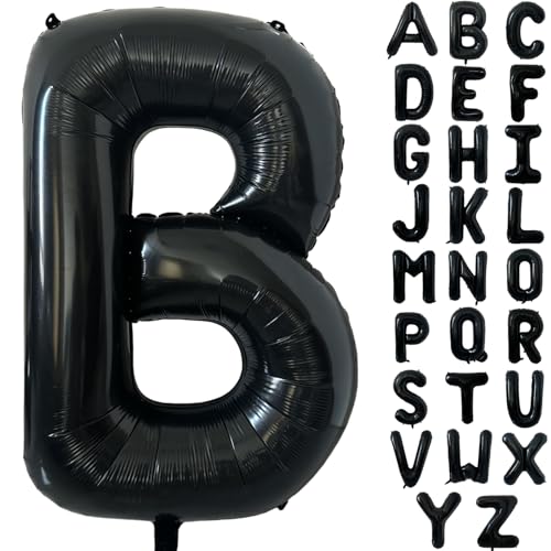 Schwarz Alphabet Ballon Große Mylar Folie Helium Brief Luftballons 40 Zoll Schwarz Luftballons Alphabet Buchstaben für Geburtstag Brautdusche Jubiläumsdekorationen(Letter B) von CHANGZHONG