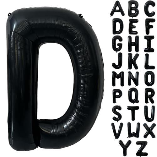 Schwarz Alphabet Ballon Große Mylar Folie Helium Brief Luftballons 40 Zoll Schwarz Luftballons Alphabet Buchstaben für Geburtstag Brautdusche Jubiläumsdekorationen(Letter D) von CHANGZHONG