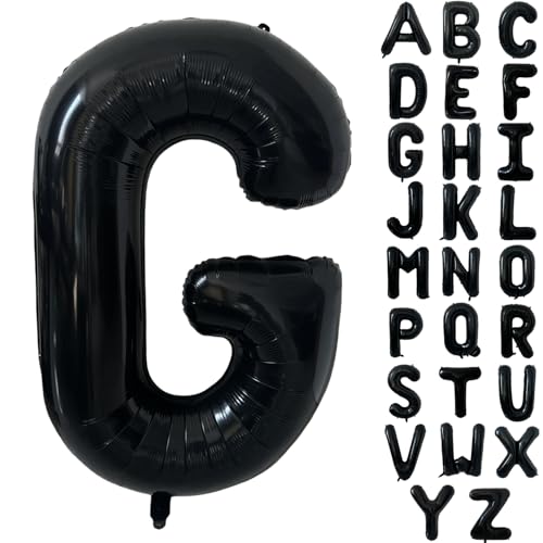 Schwarz Alphabet Ballon Große Mylar Folie Helium Brief Luftballons 40 Zoll Schwarz Luftballons Alphabet Buchstaben für Geburtstag Brautdusche Jubiläumsdekorationen(Letter G) von CHANGZHONG