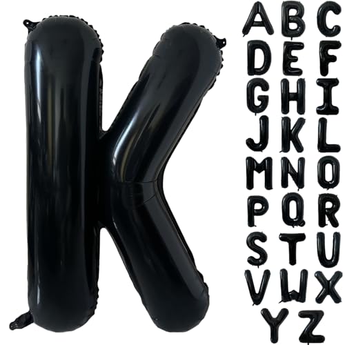 Schwarz Alphabet Ballon Große Mylar Folie Helium Brief Luftballons 40 Zoll Schwarz Luftballons Alphabet Buchstaben für Geburtstag Brautdusche Jubiläumsdekorationen(Letter K) von CHANGZHONG