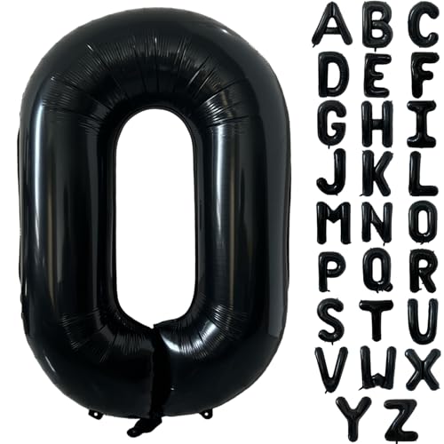 Schwarz Alphabet Ballon Große Mylar Folie Helium Brief Luftballons 40 Zoll Schwarz Luftballons Alphabet Buchstaben für Geburtstag Brautdusche Jubiläumsdekorationen(Letter O) von CHANGZHONG