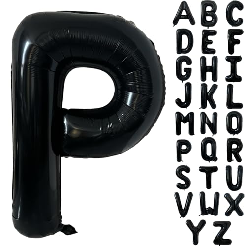 Schwarz Alphabet Ballon Große Mylar Folie Helium Brief Luftballons 40 Zoll Schwarz Luftballons Alphabet Buchstaben für Geburtstag Brautdusche Jubiläumsdekorationen(Letter P) von CHANGZHONG