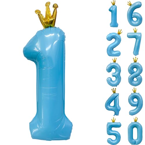 Zahlen 1 Luftballon 40 Zoll Blau Zahl Ballons mit Krone Zahlenballons mit Krone Blau Krone Ballon Zahlen 0-9 für Geburtstag Party Dekorationen Mädchen Jungen Geburtstag Dekor Zahlen 1 Luftballon 40 Zoll Blau Zahl Ballons mit Krone Zahlenballons mit Krone Blau Krone Ballon Zahlen 0-9 für Geburtstag Party Dekorationen Mädchen Jungen Geburtstag Dekor von CHANGZHONG