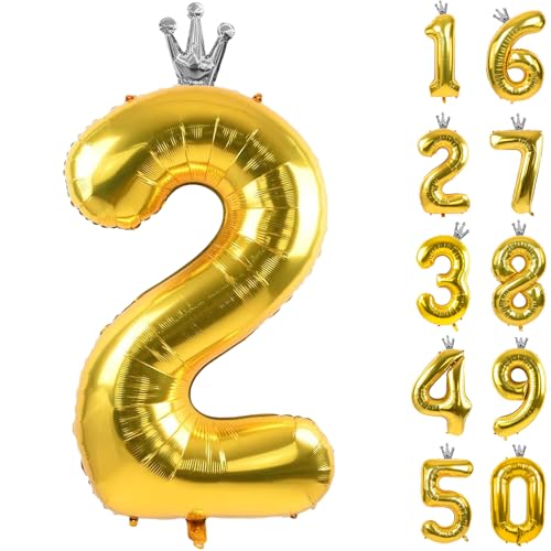Zahlen 2 Luftballon 40 Zoll Gold Zahl Ballons mit Krone Zahlenballons mit Krone Gold Krone Ballon Zahlen 0-9 für Geburtstag Party Dekorationen Mädchen Geburtstag Dekor Zahlen 2 Luftballon 40 Zoll Gold Zahl Ballons mit Krone Zahlenballons mit Krone Gold Krone Ballon Zahlen 0-9 für Geburtstag Party Dekorationen Mädchen Geburtstag Dekor von CHANGZHONG