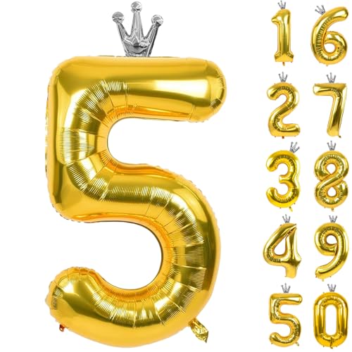Zahlen 5 Luftballon 40 Zoll Gold Zahl Ballons mit Krone Zahlenballons mit Krone Gold Krone Ballon Zahlen 0-9 für Geburtstag Party Dekorationen Mädchen Geburtstag Dekor Zahlen 5 Luftballon 40 Zoll Gold Zahl Ballons mit Krone Zahlenballons mit Krone Gold Krone Ballon Zahlen 0-9 für Geburtstag Party Dekorationen Mädchen Geburtstag Dekor von CHANGZHONG