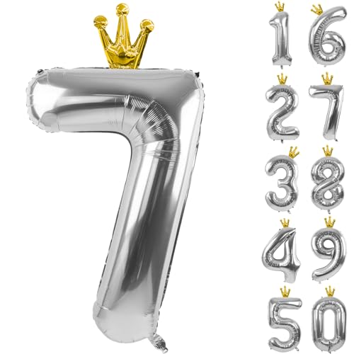 Zahlen 7 Luftballon 40 Zoll Silber Zahl Ballons mit Krone Zahlenballons mit Krone Silber Krone Ballon Zahlen 0-9 für Geburtstag Party Dekorationen Mädchen Geburtstag Dekor Zahlen 7 Luftballon 40 Zoll Silber Zahl Ballons mit Krone Zahlenballons mit Krone Silber Krone Ballon Zahlen 0-9 für Geburtstag Party Dekorationen Mädchen Geburtstag Dekor von CHANGZHONG