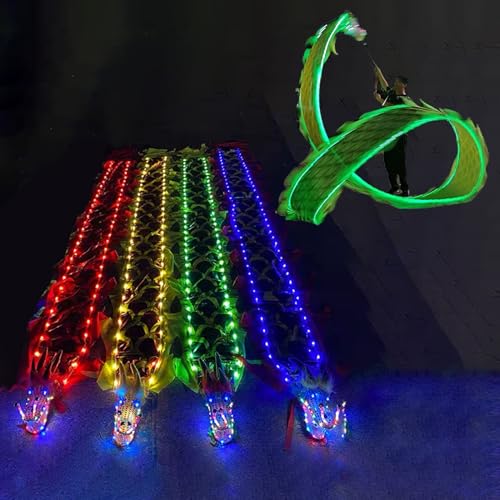 CHAOMIN 6/8/10m Langes Dragon Poi LED Fitness Dance Dragon Poi Band, Lichter Dragon Dance Übung Streamer,(Green,Length 10m/33ft) von CHAOMIN