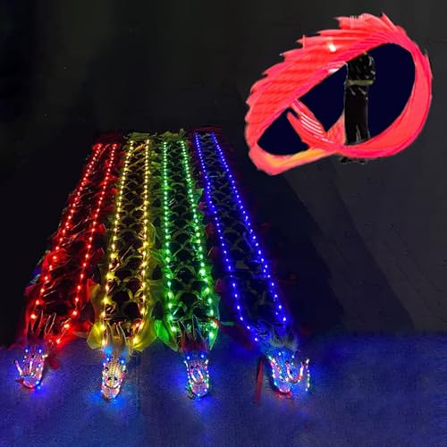 CHAOMIN 6/8/10m Langes Dragon Poi LED Fitness Dance Dragon Poi Band, Lichter Dragon Dance Übung Streamer,(Red,Length 10m/33ft) von CHAOMIN