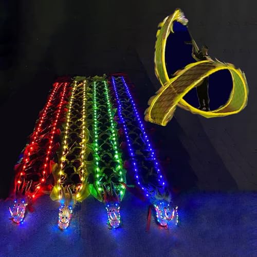 CHAOMIN 6/8/10m Langes Dragon Poi LED Fitness Dance Dragon Poi Band, Lichter Dragon Dance Übung Streamer,(Yellow,Length 10m/33ft) von CHAOMIN