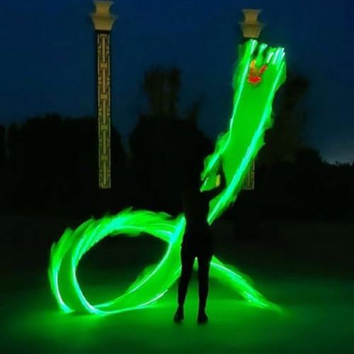 CHAOMIN 6/8 m Drachen-Poi, leuchtender Drachen-Poi mit Kopf, Fitness-Drachen-Luftschlangen mit Lichtern und Tasche, Jonglier-Set mit Seidenbändern(Length 6m/19.5ft) von CHAOMIN