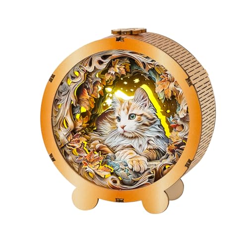 3D Holzpuzzle Erwachsene Nachtlicht, Elegante Ragdoll Katze 3D Puzzle Nachttischlampe Erwachsene, DIY 3D Holz Puzzle Lampe für Frauen Männer Freunde zum Weihnachten Geburtstagsgeschenke von CHARMIBLE