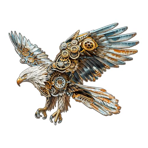 Holzpuzzle Erwachsene, 185 Teile Mechanischer Adler Holz Puzzle Erwachsene, 34x26.6cm Wooden Puzzle, Unregelmäßige Einzigartige Puzzle, Holzpuzzle Tierform, Holz Puzzle Mit Box Aus Holz von CHARMIBLE