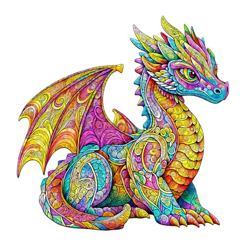 Holzpuzzle Erwachsene, 220 Teile Heiliger Drache Holz Puzzle Erwachsene, 34x33.6cm Wood Puzzles, Unregelmäßige Einzigartige Puzzle, Holzpuzzle Tierform, Holz Puzzles Mit Box Aus Holz von CHARMIBLE