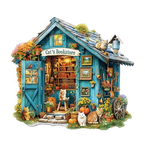 Holzpuzzle Erwachsene, 230 Teile Katzenbuchladen Puzzles, 34 * 31.3cm Wood Puzzle, Unregelmäßige Einzigartige Tierform Holzpuzzles für Erwachsen, Schön Geschenk für Familie und Freunde Holzpuzzle Erwachsene, 230 Teile Katzenbuchladen Puzzles, 34 * 31.3cm Wood Puzzle, Unregelmäßige Einzigartige Tierform Holzpuzzles für Erwachsen, Schön Geschenk für Familie und Freunde von CHARMIBLE