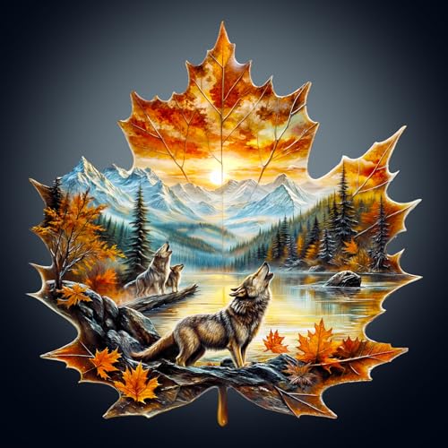 Holzpuzzle Erwachsene, 245 Teile Wolfskönig Herbst Puzzles, 34 * 33.3cm Wood Puzzle, Unregelmäßige Einzigartige Tierform Holzpuzzles für Erwachsen, Schön Geschenk für Familie und Freunde Holzpuzzle Erwachsene, 245 Teile Wolfskönig Herbst Puzzles, 34 * 33.3cm Wood Puzzle, Unregelmäßige Einzigartige Tierform Holzpuzzles für Erwachsen, Schön Geschenk für Familie und Freunde von CHARMIBLE