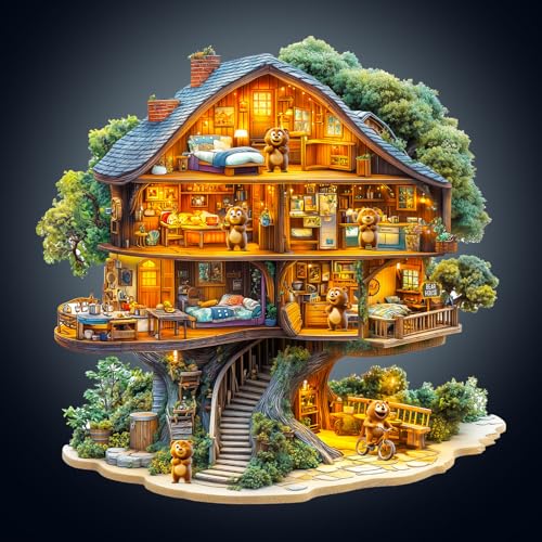 Holzpuzzle Erwachsene, 255 Teile Bärenhaus Puzzles, 34 * 33.9cm Wood Puzzle, Unregelmäßige Einzigartige Tierform Holzpuzzles für Erwachsen, Schön Geschenk für Familie und Freunde Holzpuzzle Erwachsene, 255 Teile Bärenhaus Puzzles, 34 * 33.9cm Wood Puzzle, Unregelmäßige Einzigartige Tierform Holzpuzzles für Erwachsen, Schön Geschenk für Familie und Freunde von CHARMIBLE