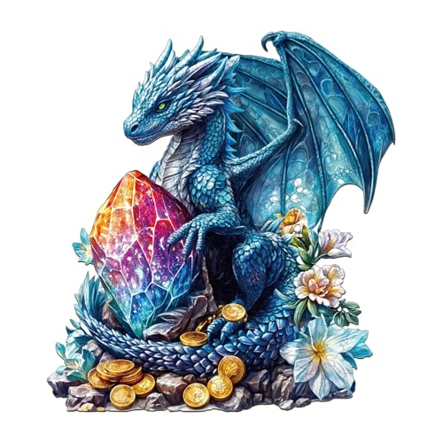 Holzpuzzle Erwachsene, 260 Teile Schatz Drache Holz Puzzle Erwachsene, 34x31.3cm Wooden Puzzle, Unregelmäßige Einzigartige Puzzle, Holzpuzzle Tierform, Holz Puzzle Mit Box Aus Holz von CHARMIBLE