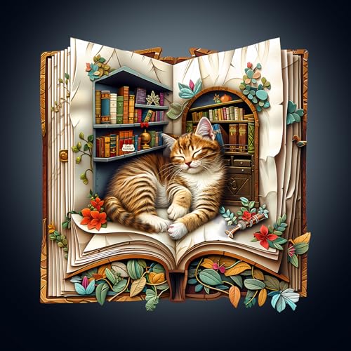 Holzpuzzle Erwachsene, 270 Teile Die Katze im Buch Puzzles, 32 * 31.5cm Wood Puzzle, Unregelmäßige Einzigartige Tierform Holzpuzzles für Erwachsen, Schön Geschenk für Familie und Freunde Holzpuzzle Erwachsene, 270 Teile Die Katze im Buch Puzzles, 32 * 31.5cm Wood Puzzle, Unregelmäßige Einzigartige Tierform Holzpuzzles für Erwachsen, Schön Geschenk für Familie und Freunde von CHARMIBLE