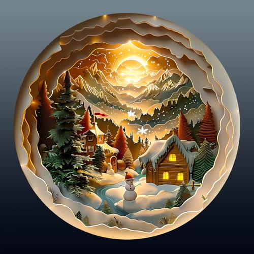 Holzpuzzle Erwachsene, 280 Teile 3D Weihnachts Dorf Holz Puzzle Erwachsene, 34x34cm Wooden Puzzle, Unregelmäßige Einzigartige Puzzles, Holzpuzzle Tierform, Holz Puzzle Mit Holz Box von CHARMIBLE