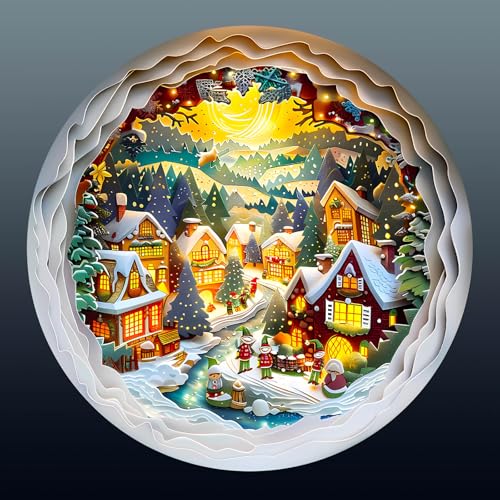 Holzpuzzle Erwachsene, 280 Teile 3D Weihnachts Stadt Holz Puzzle Erwachsene, 34x34cm Wooden Puzzle, Unregelmäßige Einzigartige Puzzle, Holzpuzzle Tierform, Holz Puzzle Mit Box Aus Holz von CHARMIBLE