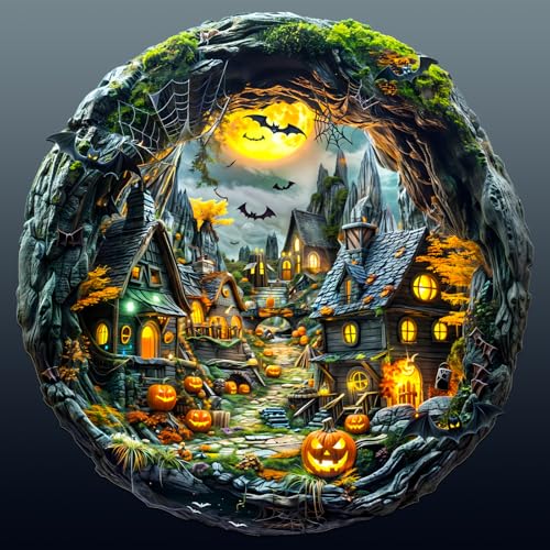 Holzpuzzle Erwachsene, 290 Teile 3D Halloween Nacht Holz Puzzle Erwachsene, 34x33.6cm Wooden Puzzle, Unregelmäßige Einzigartige Puzzle, Holzpuzzle Tierform, Holz Puzzle Mit Box Aus Holz von CHARMIBLE