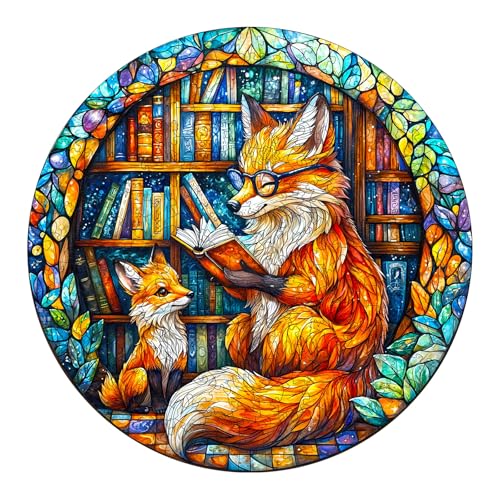 Holzpuzzle Erwachsene, 295 Teile Mutter Fuchs Storytime Holz Puzzle Erwachsene, 34x34cm Wooden Puzzles, Unregelmäßige Einzigartige Puzzle, Holzpuzzle Tierform, Holz Puzzles Mit Box von CHARMIBLE