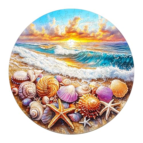 Holzpuzzle Erwachsene, 295 Teile Ozean Muscheln Holz Puzzle Erwachsene, 34x34cm Wood Puzzle, Unregelmäßige Einzigartige Puzzle, Holzpuzzle Tierform, Holz Puzzle Mit Box von CHARMIBLE