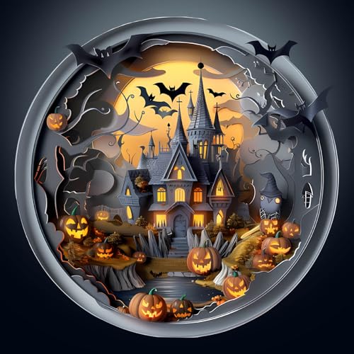 Holzpuzzle Erwachsene, 300 Teile 3D Halloween Schloss Holz Puzzle Erwachsene, 34x33.7cm Wooden Puzzle, Unregelmäßige Einzigartige Puzzle, Holzpuzzle Tierform, Holz Puzzle Mit Box Aus Holz von CHARMIBLE