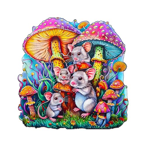 Holzpuzzle Erwachsene, 300 Teile Mäuse Familie Puzzles, 34x33.7cm Wood Puzzle, Unregelmäßige Einzigartige Tierform Holzpuzzles für Erwachsen, Schön Geschenk für Familie Freunde Holzpuzzle Erwachsene, 300 Teile Mäuse Familie Puzzles, 34x33.7cm Wood Puzzle, Unregelmäßige Einzigartige Tierform Holzpuzzles für Erwachsen, Schön Geschenk für Familie Freunde von CHARMIBLE