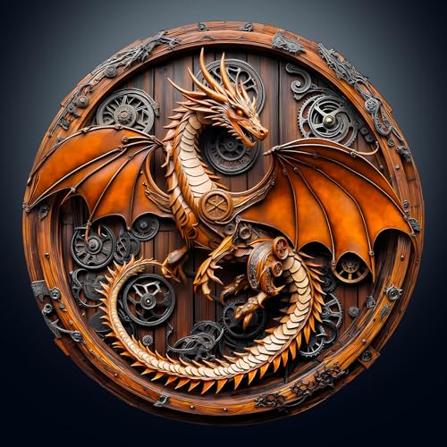 Holzpuzzle Erwachsene, 300 Teile Mechanischer Drache Holz Puzzle Erwachsene, 34x33.8cm Wooden Puzzles, Unregelmäßige Einzigartige Puzzle, Holzpuzzle Tierform, Holz Puzzles Mit Box Aus Holz von CHARMIBLE