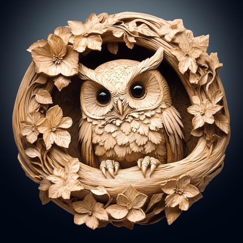 Holzpuzzle Erwachsene, 300 Teile Visuell 3D Eule Holz Puzzle Erwachsene, 34x34cm Wooden Puzzle, Unregelmäßige Einzigartige Puzzle, Holzpuzzle Tierform, Holz Puzzle Mit Box Aus Holz von CHARMIBLE