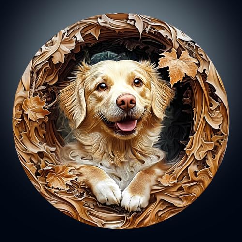 Holzpuzzle Erwachsene, 300 Teile Visuell 3D Golden Retriever Holz Puzzle Erwachsene, 34x34cm Wood Puzzle, Unregelmäßige Einzigartige Puzzle, Holzpuzzle Tierform, Holz Puzzle Mit Box von CHARMIBLE