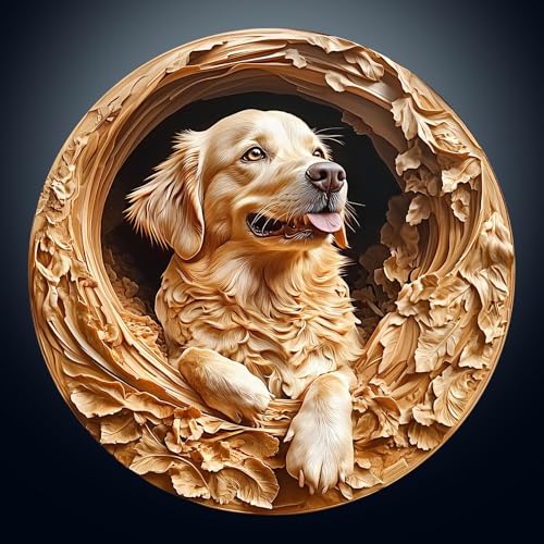 Holzpuzzle Erwachsene, 300 Teile Visuell 3D Golden Retriever Holz Puzzle Erwachsene, 34x34cm Wooden Puzzle, Unregelmäßige Einzigartige Puzzle, Holzpuzzle Tierform, Holz Puzzle Mit Box Aus Holz von CHARMIBLE