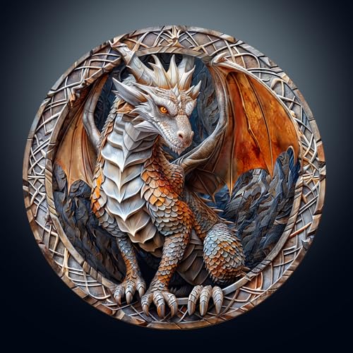 Holzpuzzle Erwachsene, 300 Teile Visuell 3D Höhlen Drache Holz Puzzle Erwachsene, 34x34cm Wood Puzzle, Unregelmäßige Einzigartige Puzzle, Holzpuzzle Tierform, Holz Puzzle Mit Box von CHARMIBLE