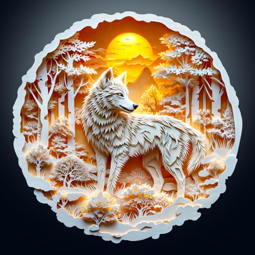 Holzpuzzle Erwachsene, 300 Teile Visuell 3D Wolf Holz Puzzle Erwachsene, 34x33.7cm Wooden Puzzle, Unregelmäßige Einzigartige Puzzle, Holzpuzzle Tierform, Holz Puzzle Mit Box Aus Holz von CHARMIBLE