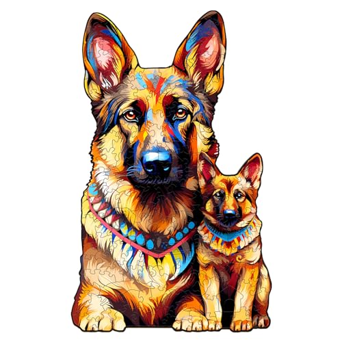 Holzpuzzle Erwachsene, 210 Teile Deutsche Schäferhund Holz Puzzle Erwachsene, 34x21.2cm Wooden Puzzle, Unregelmäßige Einzigartige Puzzle, Holzpuzzle Tierform, Holz Puzzle Mit Geschenkbox Aus Holz von CHARMIBLE