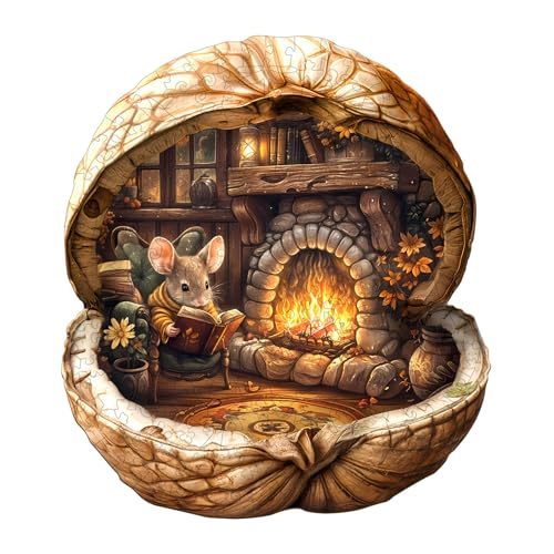 Holzpuzzles für Erwachsene, 265 Stück Maus-Walnusshaus-Holzpuzzle, einzigartige Tierform-Puzzles mit Holzbox, 34 x 30,3 cm, Holzpuzzle für Familienspiel und Geburtstagsgeschenke für Freund Holzpuzzles für Erwachsene, 265 Stück Maus-Walnusshaus-Holzpuzzle, einzigartige Tierform-Puzzles mit Holzbox, 34 x 30,3 cm, Holzpuzzle für Familienspiel und Geburtstagsgeschenke für Freund von CHARMIBLE